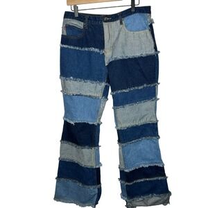 Vintage Zana Di Patchwork Raw Hem Denim Jeans‎ Flare Women Hippie Y2K Sz 13